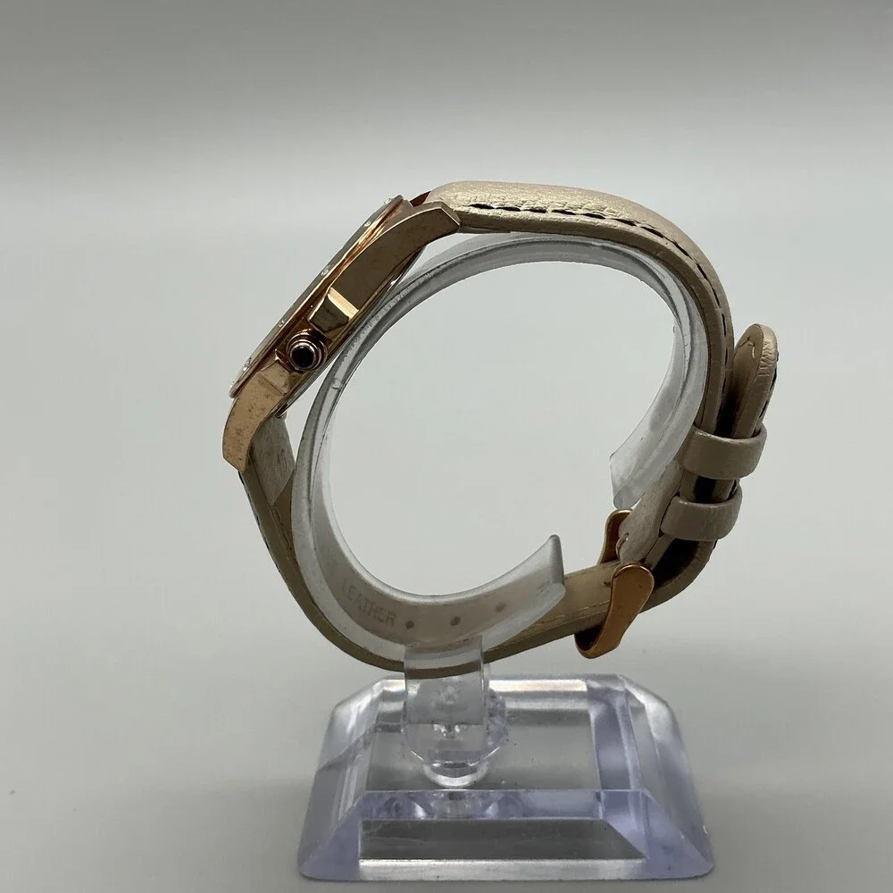 Invicta Angel Womens Watch 33mm Silver Rose Gold Tone Beige Leather New Battery